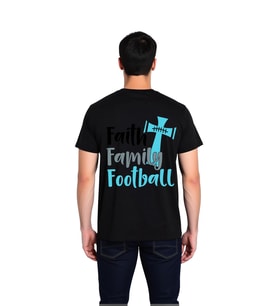 Erkek İman Aile Futbol Üçlü Değer Baskılı Kısa Kollu Pamuk Tişört Rahat Kesim Günlük Modern Şık