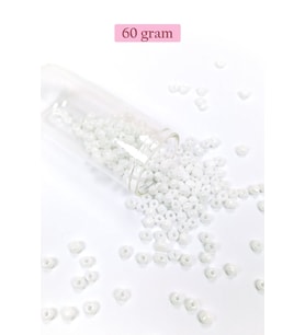 Dökme Cam Kum Boncuk Büyük Boy (6/0) 4 mm - 60 Gram - Kar Beyaz - BNC109