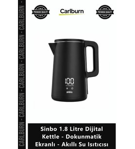 Özel Üretim Siyah Mutfak Sinbo 18 Litre Dijital Kettle Dokunmatik Ekranlı Akıllı Su Isıtıcısı