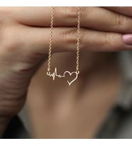 Kişiye Özel Tasarım Kalp Atışı Kolye 925K Gümüş (Gold)