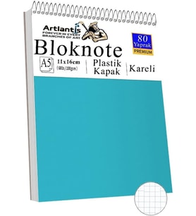 Masaüstü Not Defteri Kareli A5 Orta Boy 1 Adet Masa Üstü Plastik Kapaklı Spiralli Bloknot Blocknote 80 Yaprak Büro