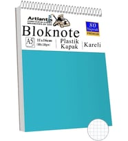 Masaüstü Not Defteri Kareli A5 Orta Boy 1 Adet Masa Üstü Plastik Kapaklı Spiralli Bloknot Blocknote 80 Yaprak Büro