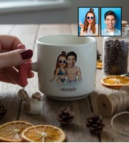 Kişiye Özel Karikatürlü Tatilci Sevgililer T Kupa Sevgililer Günü Hediyesi