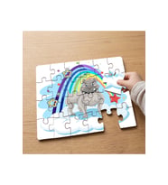 Gökkuşağı ve Sinirli Büyük Köpek Tasarımlı 24 Parça Ahşap Çocuk Puzzle MPK0371