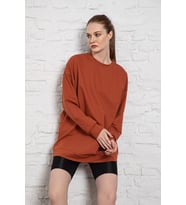 MyBen Unisex Uzun Kollu İki İplik Kiremit Oversize Sweatshirt İRF058