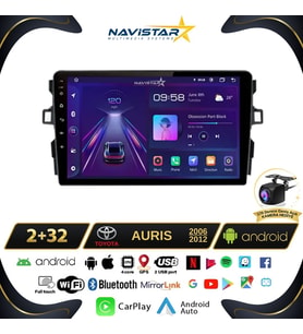 Toyota Auris 2006-2012 Model 2+64GB Android 13 Kablosuz Carplay Navigasyon Multimedya Sistemi