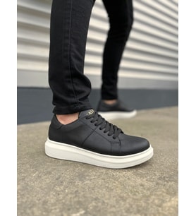 JY151 Boost Bağcıklı Cilt Erkek Günlük Sneaker Ayakkabı CBT - Siyah