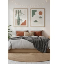 Zen Bahçesi 2’li Ahşap Çerçeveli Tablo Seti - Minimalist ve Doğa Dekoru