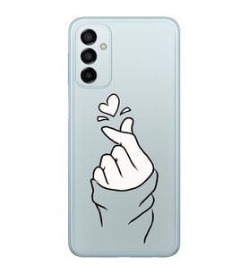 Samsung Galaxy M23 Uyumlu Kalp Desenli Şeffaf Telefon Kılıfı