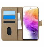 Microsonic Samsung Galaxy A73 5G Kılıf Fabric Book Wallet Gold