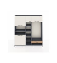 Hyperion Dolap 11 Raflı Tek Çekmeceli 7 Kapaklı 220x44x243 Antrasit-Aytaşı/Çam