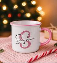 BK Gift Kişiye Özel İsimli Pembe Emaye Kupa Bardak -10, Arkadaşa Hediye, Sevgiliye Hediye
