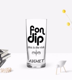 BK Gift Kişiye Özel Renkli Baskılı Fondip Tasarımlı Rakı Bardağı-1 (Beyaz)