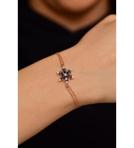 Mistik Topaz Taşlı Rose Lotus Çiçeği Gümüş Bileklik