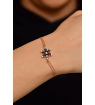 Mistik Topaz Taşlı Rose Lotus Çiçeği Gümüş Bileklik