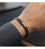 Valmont Accessories Siyah Hematit Görünümlü Modern Tasarım Ayarlanabilir Erkek Bilekliği