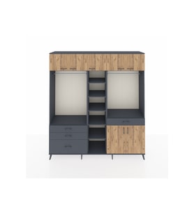 Hyperion Dolap 11 Raflı 4 Çekmeceli 2 Askılı 220x44x243 Antrasit-Çam/Antrasit