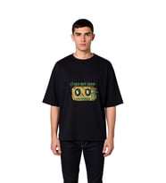 Eski Ama Altın Tasarımı Baskılı Erkek Oversize Tişört