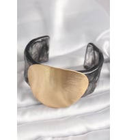 Siyah Mermer Desen Akrilik Plastik Gold Daire Plaka Model Vintage Kadın Bilezik 588 - 1OL6545-4781