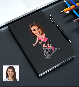 Kişiye Özel Sporcu Kadın Tasarımlı Karikatürlü Siyah Defter Kalem Seti 94