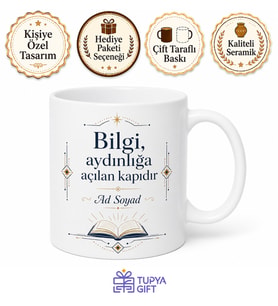 Akademisyen İsmi Yazılı Özel Tasarım Kupa Bardak Akademik Hediye