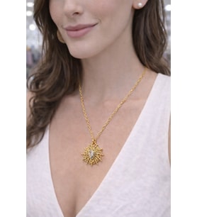 Güneş Figürlü Mini Uç Gold kolye