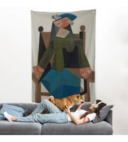 Pablo Picasso - Koltukta Oturan Soyut Kadın Duvar Örtüsü-7295
