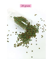 Dökme Cam Kum Boncuk (11/0) 2 mm - 20 Gram - Yeşil Sarı Çizgili - BNC006