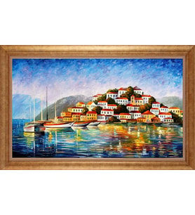 Çerçeveli Paspartulu Manzara Tablo bm1864 (Gold)