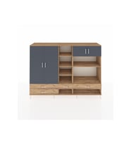 Hyperion Dolap 12 Raflı 4 Çekmeceli 4 Kapaklı 220x44x163 Çam-Antrasit/Çam