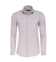 Açık Bordo Mini Kare Desenli Slim Fit Erkek Gömlek - Wessi