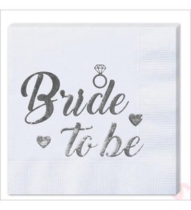 Bride To Be Peçete, 16 Adet - Gümüş