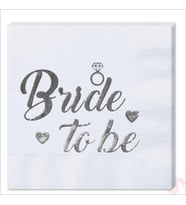 Bride To Be Peçete, 16 Adet - Gümüş