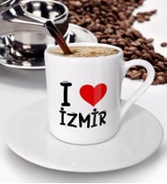 BK Gift I Love İzmir Tasarımlı Türk Kahvesi Fincanı - Model 1