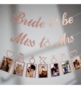 Bride To Be & Miss To Mrs Simli Foto Banner Set Bekarlığa Veda Parti Süsü