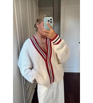 Kırmızı Şerit Detaylı Oversize HIrka