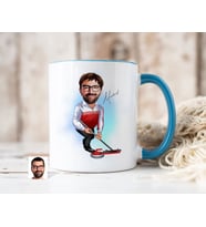 Bk Gift Kişiye Özel Curling Karikatürlü Mavi Kupa Bardak-1, Sevgiliye Hediye, Arkadaşa Hediye