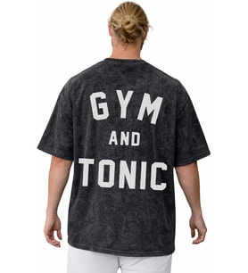 Tasarım Gym And Tonic Fitness Bodybuilding Sırt Baskılı Unisex Oversize Vintage Yıkamalı Tişört