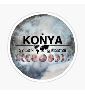 Konya ve Ay Gps Harita Sticker Oto Araba Yapıştırma 15CM yazı 262