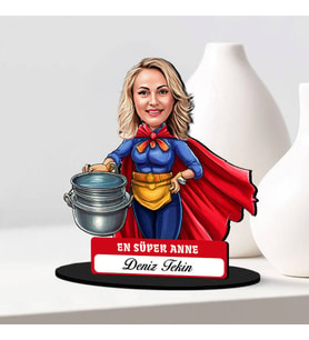 Anneye Hediye En Süper Anne Karikatürlü Biblo