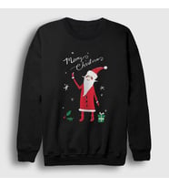 Presmono Unisex Siyah Noel Baba V2 Santa Claus Yılbaşı Sweatshirt 270451tt