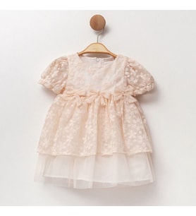 465922CS Kız Bebek Dantelli Güpürlü Elbise