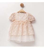 465922CS Kız Bebek Dantelli Güpürlü Elbise