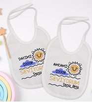 BK Kids Kişiye Özel Dayı ve Amca Tasarımlı 2’li Beyaz Mama Önlüğü-1