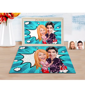 BK Gift Kişiye Özel Sevgililer Karikatürlü 1000 Parça Profesyonel Puzzle-2