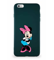 Apple iPhone 6S Plus Soft Premier Kapak Minnie Mouse-D Tasarımlı Silikon Kılıf - Yeşil (Şeffaf)