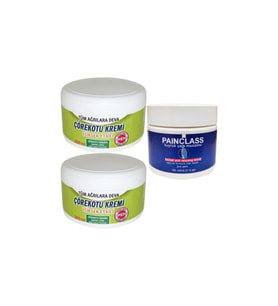 2 Adet Çörek Otu Kremi Büyük XLBoy 200 ml Ağrı Kremi Green + 150 ml Kuyruk Yağı Kremi Painclass / Diz Dirsek İskelet Sırt Bel Kas Eklem Ağrılarına Masaj Seti