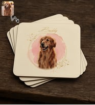 BK Gift Kişiye Özel Evcil Hayvan Karikatürlü 4'lü MDF Ahşap Bardak Altlığı-4, Arkadaşa Hediye, Sevgiliye Hediye