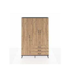 Arges Gardrop 6 Raflı 3 Çekmeceli Tek Askılı 132x30x195 Antrasit-Çam