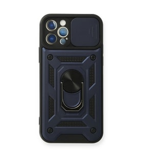 Apple iPhone 12 Pro Kılıf Pars Lens Yüzüklü Silikon - Lacivert